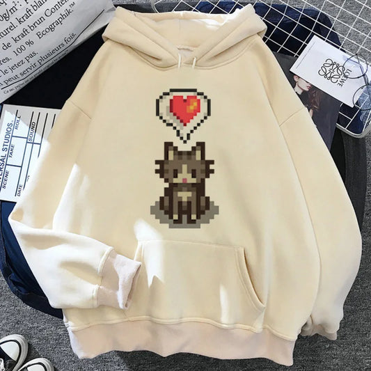 Stardew Valley Beige Hoodie - Cat