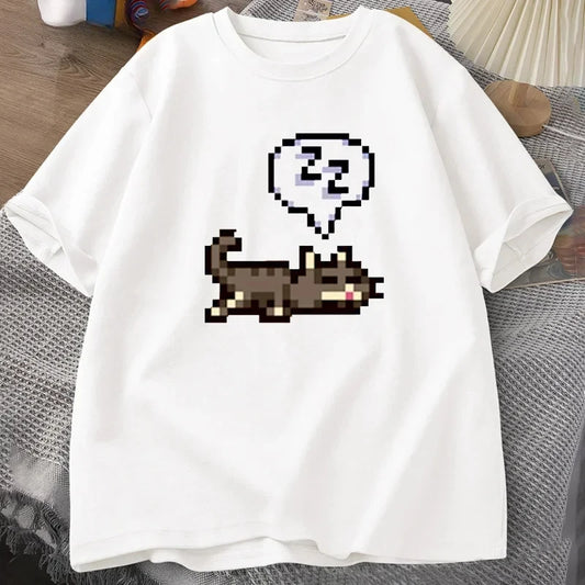Stardew Valley Sleeping Cat T-Shirts - Multiple Choice of Colors