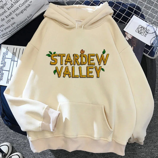 Stardew Valley Beige Hoodie - Stardew Valley Logo